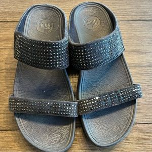 Fitflop silver gem to blue gem ombré wedge Sandals